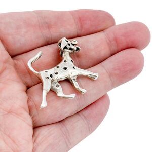 Vintage Sterling Silver 925 Dalmatian Dog Pin Brooch